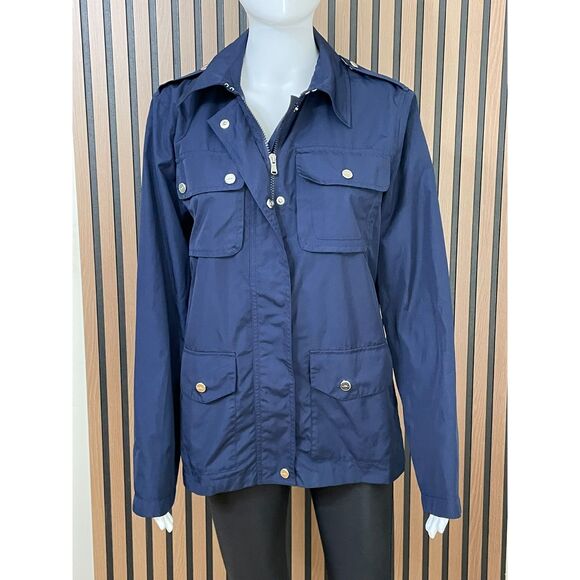Lauren Ralph Lauren M Blue Jacket Poly Zip-Up Safari Military Utility Workwear - Picture 3 of 13